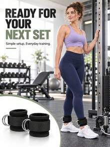 Padded Wraparound Ankle Straps With Metal Rings For Cable Machines, Gym Ankle Cuffs For Glute Kickbacks, Pulley Ankle Attachments For Standing Hip Exercises, Cable Workout Straps For Leg Curls During Home Gym Lower Body Training - Multicolor - View 10