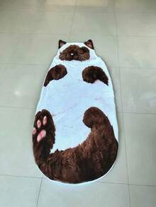 1pc Cute White Cat Adult Sleeping Bag, Hooded Full Body Sleep Sack With Cat Ears And Paw Prints, Soft Portable Bedding, Suitable For Bedroom Napping, Camping, Tent, Car, RV, Travel, Home And Indoor Rest - Multicolor - View 17