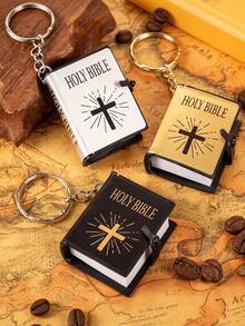 1pc Mini Bible Keychain, Cross Design Miniature Book Pendant, Portable Bag Charm, Suitable For Women And Men, Backpack, Handbag, Key Ring - Multicolor - View 11