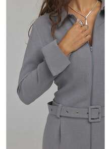 Women's Solid Color Casual Daily Jumpsuit - Grey - View 2