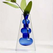 1pc Classic Geometric Glass Vase - Multi-Functional Transparent Vase, Suitable For Home Fragrance, Aromatherapy, Hydroponics, Floral Arrangement, Living Room And Office Decor - Ideal For Christmas, Halloween, Easter, Thanksgiving - Vase - View 14