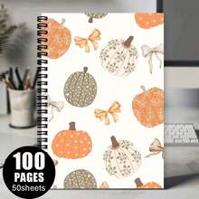 1pc Aesthetic Autumn Halloween Spiral Notebook, Thanksgiving Travel Journal, Thanksgiving Office Supplies, Autumn Countryside Cozy Notebook, Harvest Festival Halloween Pumpkin Floral Notebook, Designed For Daily Journaling, Classroom Notes, Office Memo, Portable Writing Book, Suitable For Professionals, Students And Office Use - Perfect Gift Choice, Artistic Cover Design, Learning Formula Recording Journal, Subject Study Record Book, High Cost-Performance Student Notebook - One Book (50 Pages, 100 Pages) - View 1