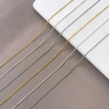 2pcs Brass Cable Chain Blank Necklace Thin Rolo Chain With Spring Clasp Extension Tail 18K Gold Silver Tone DIY Jewelry Making Necklace Chain Base - Multicolor - View 2
