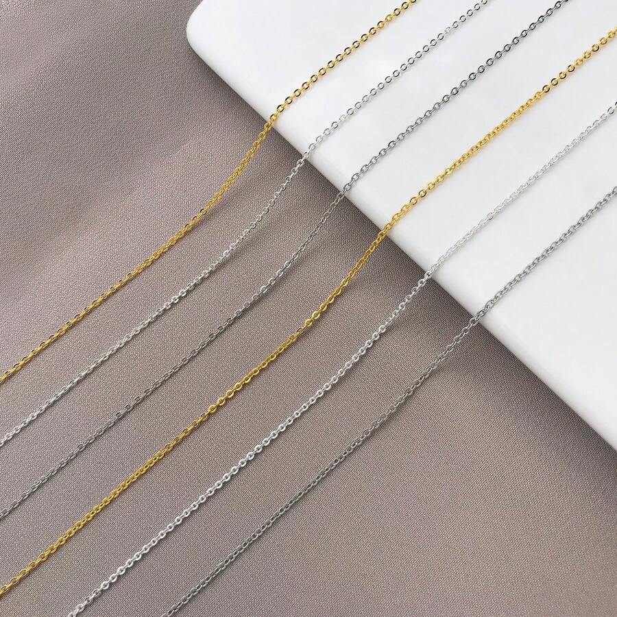 2pcs Brass Cable Chain Blank Necklace Thin Rolo Chain With Spring Clasp Extension Tail 18K Gold Silver Tone DIY Jewelry Making Necklace Chain Base