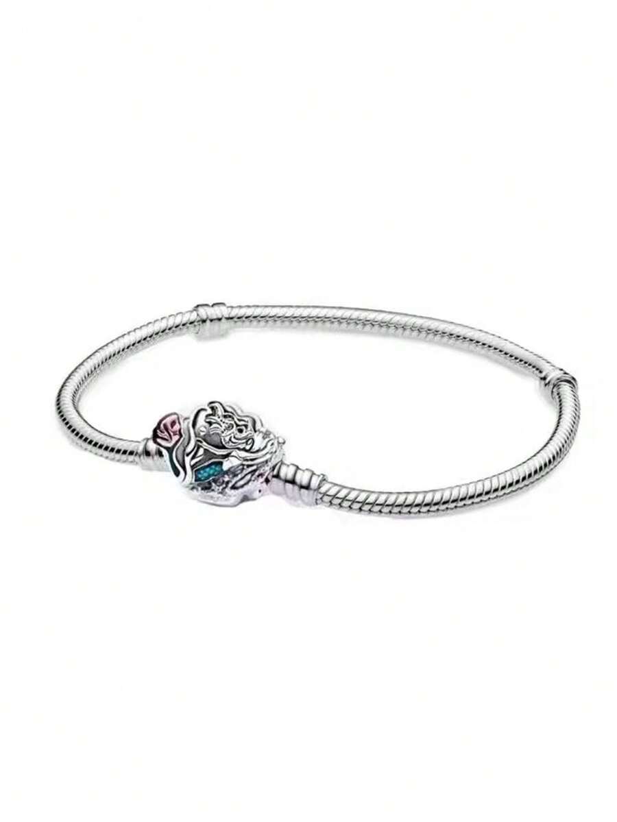 1pc Coral Small Fish Sea Clam Snake Bone Bracelet DlY Can Be Matched With Pendant Beads, Very Suitable For Girls' Daily Wear - Silver - View 1