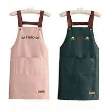 1pc Women's Kitchen Apron, Waterproof & Oil-Resistant Cooking Apron With Convenient Pockets, Easy To Clean & Stain-Resistant Home Workwear, Pink Apron Suitable For Kitchen, Bathroom And Home Cleaning, Mother's Day Gift For Mom And Christmas Holiday Gift - Pink - View 9