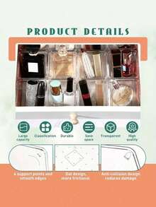 1/16/35/50pcs Transparent Drawer Organizer Trays, 4 Sizes Plastic Storage Boxes For Cosmetics, Jewelry And Small Tools, Bathroom, Kitchen, Desk Drawer Dividers, Customizable Compartment Storage, Makeup Jewelry Stationery Miscellaneous Organizer Boxes, Desktop Drawer Divider Storage Boxes - Polka dot transparency - View 4