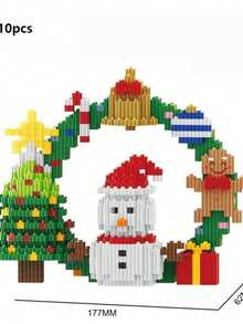 Seri Balok Susun Karangan Bunga Natal, Santa Claus, Rusa Kutub, Pohon Natal, Manusia Salju, Dekorasi Jendela, Hadiah Liburan, Ornamen Meja, Kerajinan Tangan, Dapat Digunakan Sebagai Pajangan Dekorasi Meja, Hadiah Liburan - MultiWarna - View 14