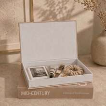 Set Of 2 Home Decor Book-Shaped Storage Boxes, Flip-Top Hidden Storage Boxes - Faux Book Paper Storage Boxes, Suitable For Living Room Coffee Table, Can Store Photos, Souvenirs And Remote Controls - Brown-beige - View 2