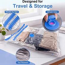 Grup Erik 4pcs High-Quality Vacuum Compression Storage Bags With Portable Manual Air Pump, Multi-Size Combination Storage, Thickened Durable Compression Bags, Suitable For Organizing Clothes, Bedding, Bed Linens, Blankets And Travel Supplies - 5PCS - View 5