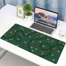 Christmas Themed Mouse Pad, Size Options Available; Includes One Large Non-Slip Office Carpet With Cartoon Snowflake Pattern; One Unrolled Gaming Mat, Perfect For Holiday Decoration - Colorful Snowfall Lights - View 1