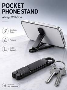 4pcs Portable Folding Phone Stand, Mini Keychain Phone Holder With Spring Hook, Portable Outdoor Travel Phone Support Stand, Compatible With Iphone And All Small Smartphones - Multicolor - View 5