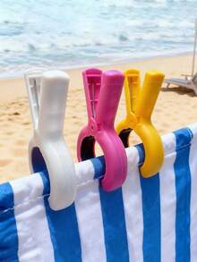 1-8pcs Colorful Beach Towel Clips, Plastic Clothes Pegs, Windproof Beach Towel Clips, Towel Clips, Strong Spring Clips, Towel & Sock Clips, Clothes Clips, Hook Clips, Suitable For Home And Travel, Cruise, Pool Accessories, Camping Car Essential Beach Supplies, Holiday Essentials - Multicolor - View 4