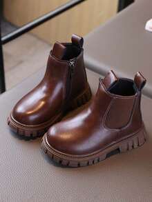 1 Pair Kids Autumn/Winter New Soft Sole Fashion Versatile Outdoor Anti-Slip Classic Ankle Boots - Brown - View 7