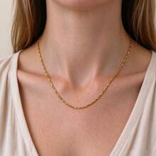 1pc Brass Twisted Blade Blank Necklace Chain Dainty Cut Surface Link Chain Gold Silver Tone DIY Jewelry Making Necklace Chain Base Craft Accessories - Multicolor - View 8