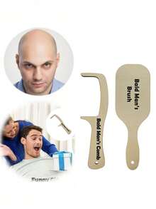 Bald Men Comb And Brush Set, Humorous Gag Gift, Birthday Father's Day Novelty Prank Gift - Multicolor - View 5