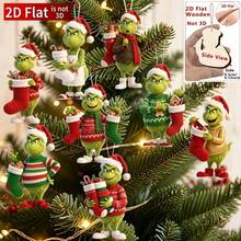 The Grinch 8pcs Christmas Tree Ornaments, Acrylic Green Monster Hanging Pendant, Christmas Boot Design Decorations, Holiday Home Party Decor, Christmas Gift For Friends Family(Random Pattern) - Multiple Styles - View 5