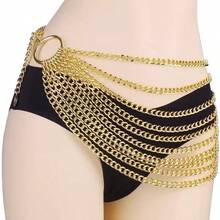 1pc Gold 10-Layer Tassel Waist Chain Punk Dark Style Chain Belt For DressSuitable For Halloween, Christmas Eve And Christmas - Gold - View 1
