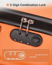 Suitcase Cabin Size Carry On 20 24 28 Inch 3 Piece Set Hard Shell Lightweight Spinner Wheels Combination Lock Telescopic Handle Travel Luggage - Orange - View 5
