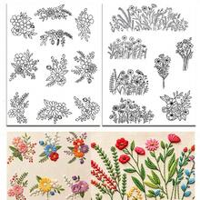 Floral Plant Water-Soluble Embroidery Pattern, Pre-Printed Embroidery Sticker On Non-Woven Fabric Suitable For Beginners, Self-Adhesive Pre-Printed Embroidery Pattern On Non-Woven Fabric - Black and White - View 24