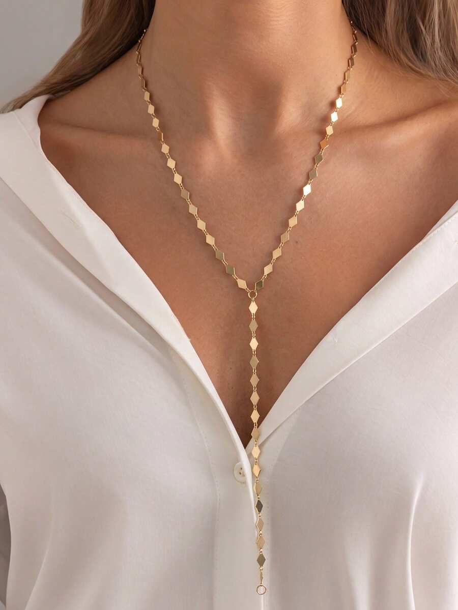 1 Set Minimalist Hip Hop Metal Chain Necklace Women Clavicle Necklace Set DIY Combination Gold Long Necklace - Gold - View 1