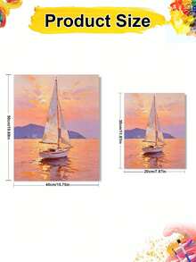Adult Beginner Digital Oil Painting, Landscape Digital Oil Painting, Sea Sailing Boat Digital Oil Painting Set, Suitable For Home Wall Decor, Holiday Gifts. - Sets - View 8