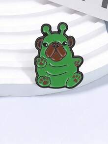 1 Pc Cute Alien Puppy Enamel Pin, Green Alien Bulldog Brooch Badge, Decorative Lapel Pin For Backpack Jacket Clothing Accessory - Multicolor - View 9