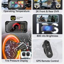 VENBES 6.25 Inch Waterproof Motorcycle PND Touch Screen, Wireless CarPlay & Android Auto, GPS Navigation, Built-In DVR Recorder, Optional TPMS Tire Pressure Monitoring System - 6.25inch Motorcycle PND With GPS, DVR & TPMS Tire Pressure Sensors - View 4
