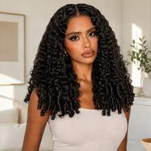 Burmese Curly Half Wig, Spiral Curl Ends, No Glue Needed, Reversible, Beginner-Friendly, Easy To Wear, Drawstring Design, No Glue Or Sewing Required, Natural Color, Easy To Install - SNatural - View 3