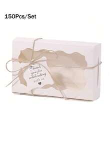 Gift For Her/Him 60pcs Set (20 Boxes + 20 Hemp Ropes + 20 Greeting Cards) Kraft Paper Packaging Gift Box, Transparent Window Muffin Gift Box, White, Pink And Brown Paper Boxes With Hemp Rope And Gift Tags, With Transparent Windows, For Weddings - View 10