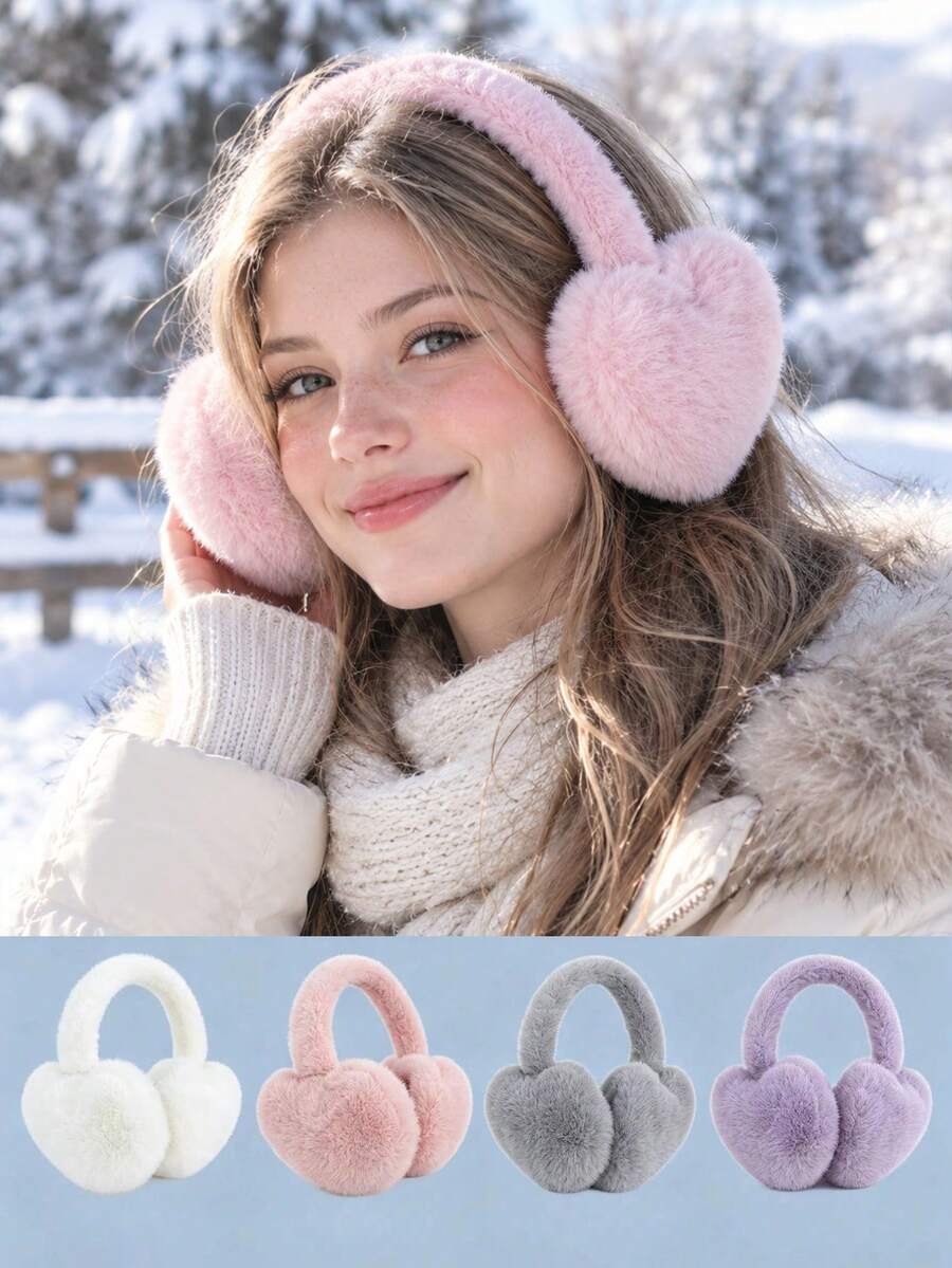 Autumn/Winter Korean Style Heart-Shaped Plush Ear Muffs, Anti-Freeze Warm Ear Covers, Ear Protection Warm Suitable For Outdoor Sports - Heart - View 1