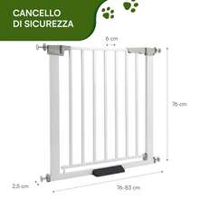 Baroni Home Puerta para Perros, Barrera Metálica Extensible con Instalación a Presión, Puerta para Bebés, Altura 76 cm, 76-83 cm - Altura 76 cm 76-83 cm - Ver 3