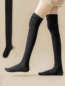1/4 Pairs Women's Set Over-The-Knee Socks, High Stretch Thin Knee-High Socks, Solid Color Patchwork Design, Multi-Purpose Fashion, New Unique Fashion Accessory, High Elasticity Material Comfortable Wearing Experience - Multicolor - View 4