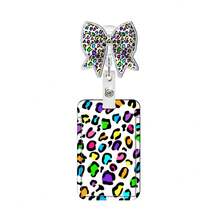 1pc Leopard Print Bow Retractable Badge Holder, Stretchable ID Card Holder, Suitable For Nurses, Doctors, Teachers, Volunteers, Office Workers, Christmas, Valentine's Day - A - View 10