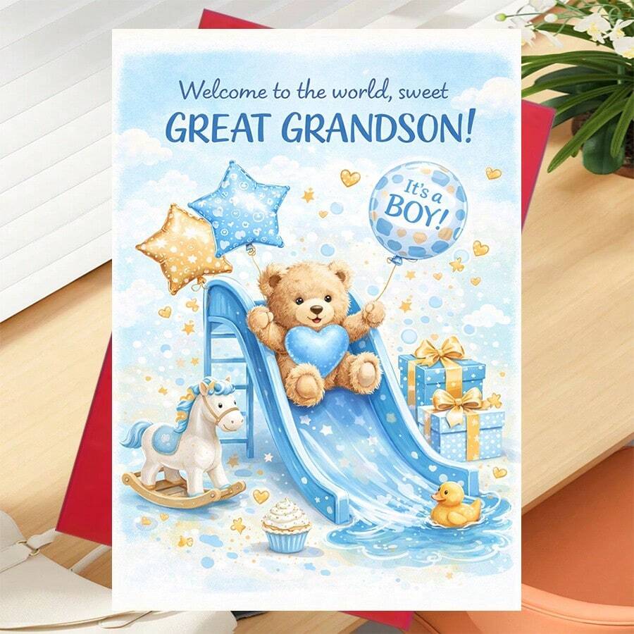 1/3 Pcs Newborn Announcement Greeting Card For Great Grandparents ...