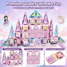 40PCS Fairy Tale Princess Castle Magnetic Puzzle, Unicorn & Mermaid Girl Travel Toy, Suitable For Children 3+ Years Old Building Blocks Toy - Multicolor - View 4