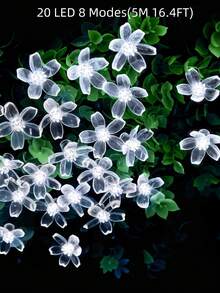 20/50/100pcs LED Solar Flower String Lights - Outdoor Garden Fence Christmas Tree Decorative Lights, Create Dreamy Atmosphere, Waterproof & Sun-Resistant, Easy Installation, Suitable For Wedding, Party, Home, Lawn, Holiday Decoration - A - View 14