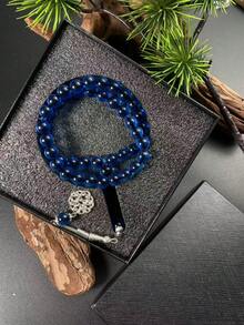 1pc 45-Bead Acrylic Tasbih Prayer Beads, Transparent Blue Muslim Prayer Beads, Gift Box Style - Multicolor - View 2
