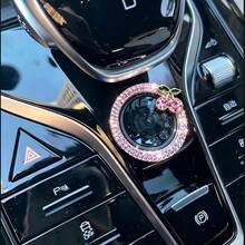 1pc Alloy Cherry Car Start Button Cover Sticker, Start Decal, Car Switch Sticker, Key Ignition Knob Shiny Ring, Car Interior Decoration - Cherry - View 4