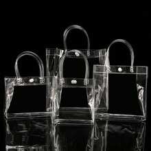 50pcs Transparent PVC Reusable Waterproof Stain-Resistant Tote Bags, Perfect For Party Favors, Holiday Shopping And Small Business Packaging - Gift Bag - View 5