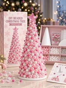 1pc DIY Beaded Christmas Tree Craft Kit-A Whimsical, Miniature Tabletop Christmas Tree Featuring Colorful Beads And A Star Topper. Perfect For Holiday Crafting, Christmas Table Centerpieces, Handmade Gifts, Home Decor, And Family Craft Nights. - Multiple Styles - View 13