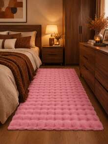 1pc Pink 3D French Bubble Plush Rectangular Rug, Fluffy Soft Floor Mat, Suitable For Bedroom Living Room, Comfortable Aesthetic Home Decor Carpet, Luxurious Soft Plush Rectangular Rug, Bedroom Living Room Home Decor, Bedroom Carpet, Carpet, Living Room Area Rug, Area Rug, Mat, Home Decor, New Year Decor, Winter Decor, Room Decor, Washable Carpet, Floor Decor - Pink - View 2