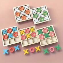1pc Wooden Tic Tac Toe Board Game, Classic X O Shape Colorful Wood Puzzle Game Set Brain Training Interactive Tabletop Game Toy For Family Party Indoor Travel Entertainment, Interactive Brain Game, Family Party Games And Activities, Christmas Games - A - View 2