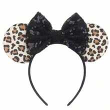 Disney Halloween Leopard Print Minnie Ears Headband, Black Sequin Bow Mouse Ear Hairband, Costume Accessory For Theme Park & Halloween Party - Multicolor - View 5