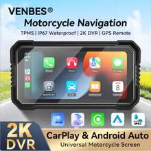 VENBES 6.25 Inch Waterproof Motorcycle PND Touch Screen, Wireless CarPlay & Android Auto, GPS Navigation, Built-In DVR Recorder, Optional TPMS Tire Pressure Monitoring System - 6.25inch Motorcycle PND With GPS, DVR & TPMS Tire Pressure Sensors - View 2