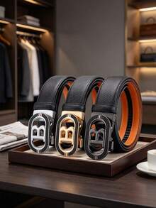 1pc Men's Automatic Buckle Waistband 2025 New Business Metal Buckle Waistband - Multicolor - View 1