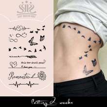 1pc Herbal Juice Semi-Permanent Magic Tattoo Sticker, English Heart Butterfly Bird Daisy Pattern, Long-Lasting 14 Days, No Fading, Non-Reflective, Temporary Tattoo Sticker For Arm, Collarbone, Waist, Abdomen And Body - Blue - View 9
