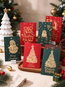1 Set Christmas Gift Bag And Greeting Card Set, Reusable Gift Bag With Holiday Greeting Card, Suitable For Wrapping Christmas Gifts Or As Party Favors For Family And Friends, Great Choice For Christmas Gifting - Multicolor - View 7