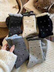 1/5/10 Pairs Women's Warm Winter Socks, Thickened Mid-Calf And Knee-High Socks, Suitable For Outdoor Work And Daily Wear, Soft Sock Combination - Multicolor - View 7