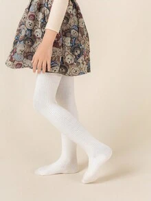 4雙女童簡約基本款直條紋緊身褲，秋冬咖啡色復古打底褲，適合秋季校園穿著 - 彩色 - 查看 4